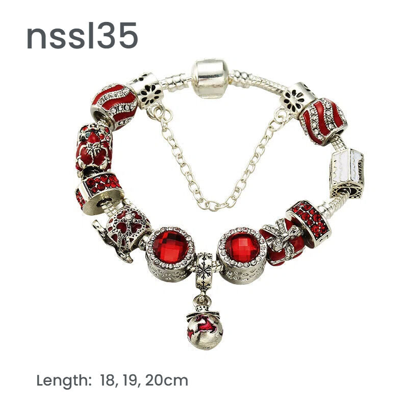 11 Styles Charm Bracelets Set,Colorful Alloy & Glass Beaded Bracelets(double)