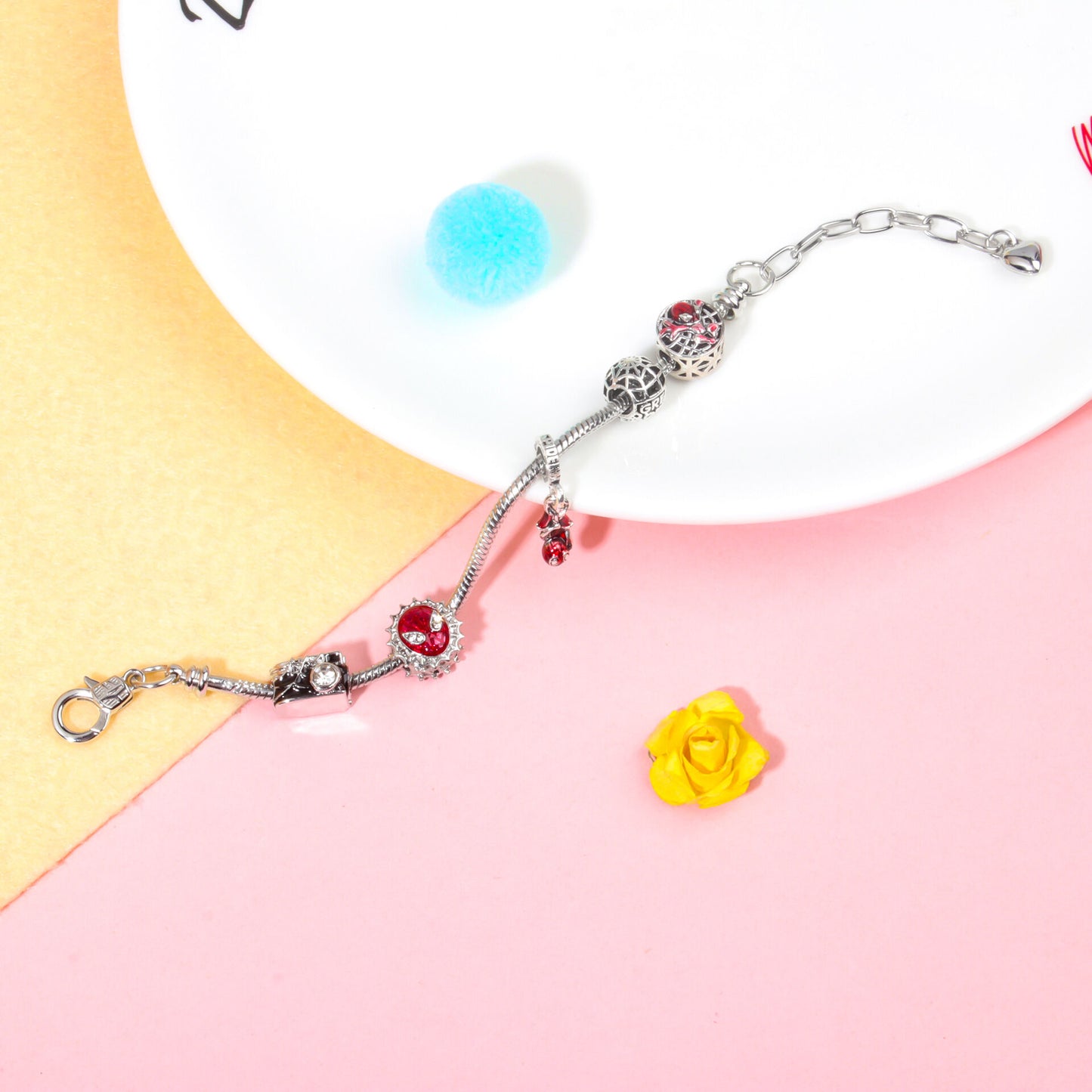 Cartoon Punk Spider-Man Themed Rhinestone Bracele(18cm)