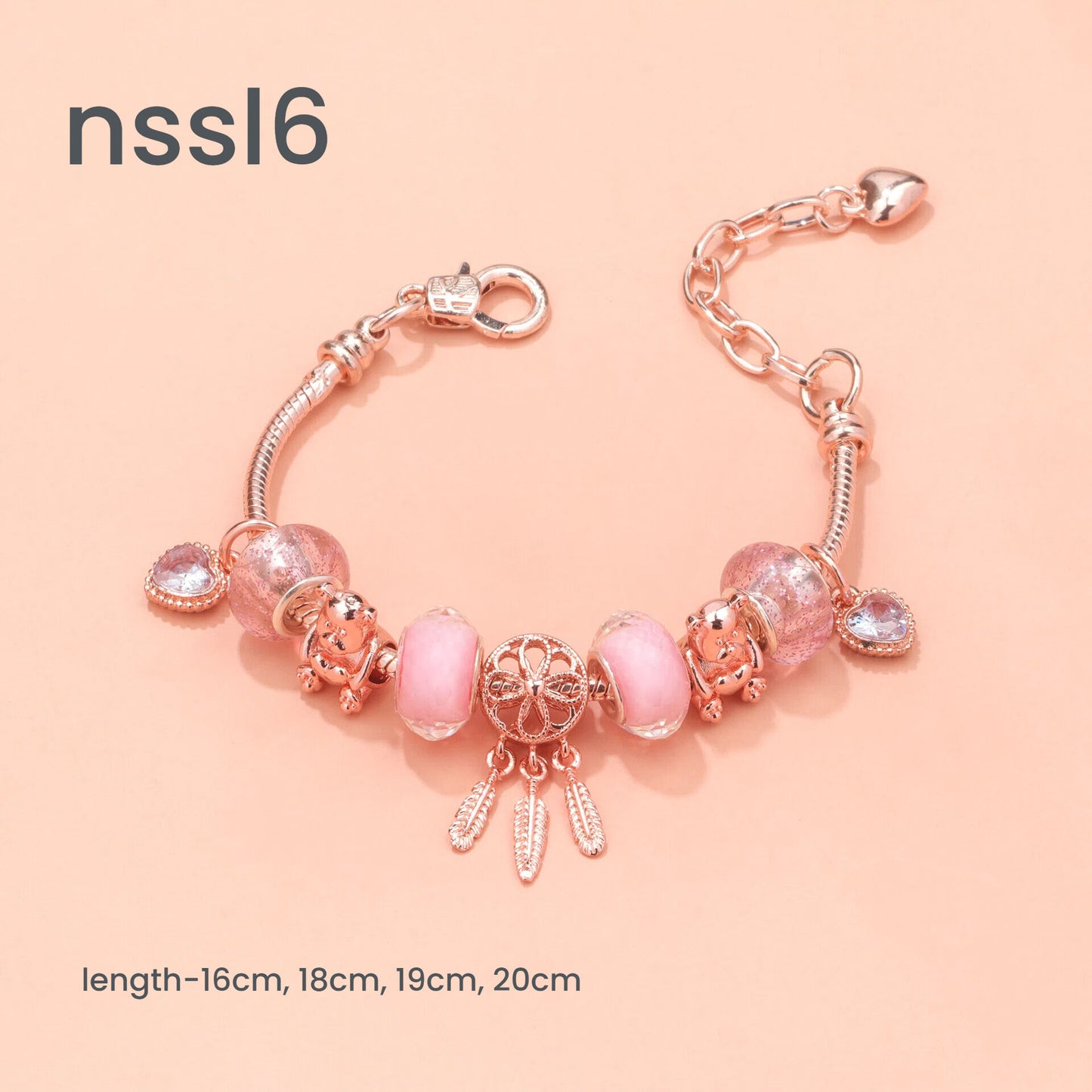 10 Styles Charm Bracelets Set: Colorful Alloy & Glass Beaded Bracelets, Adjustable Length 16-24cm(triple)