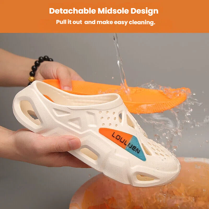 Men's Summer EVA Crocs with 3 Color Options - Breathable, Non-Slip, Comfortable Beach & Casual Sandals(white&purple-38-39)