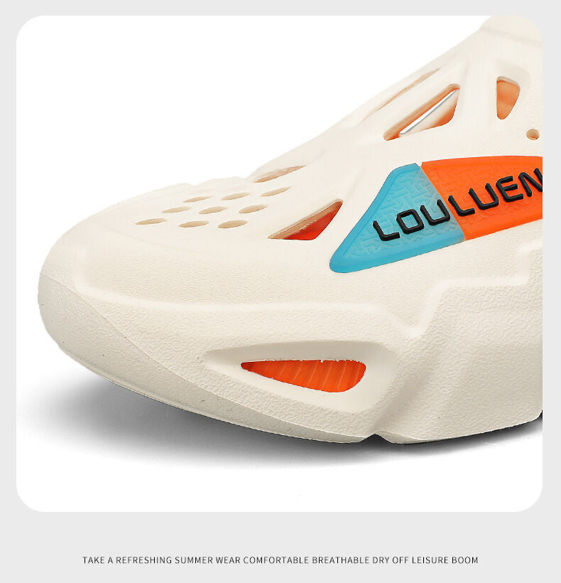 Men's Summer EVA Crocs with 3 Color Options - Breathable, Non-Slip, Comfortable Beach & Casual Sandals(white&purple-44-45)