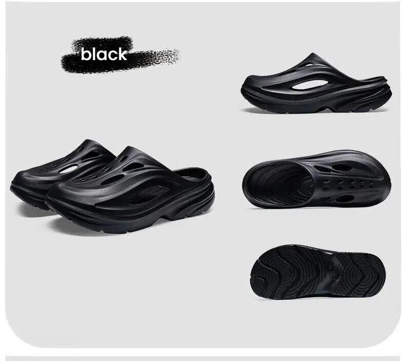 Men's Summer EVA Crocs with 3 Color Options - Breathable, Non-Slip, Comfortable Beach & Casual Sandals(black-39-40)