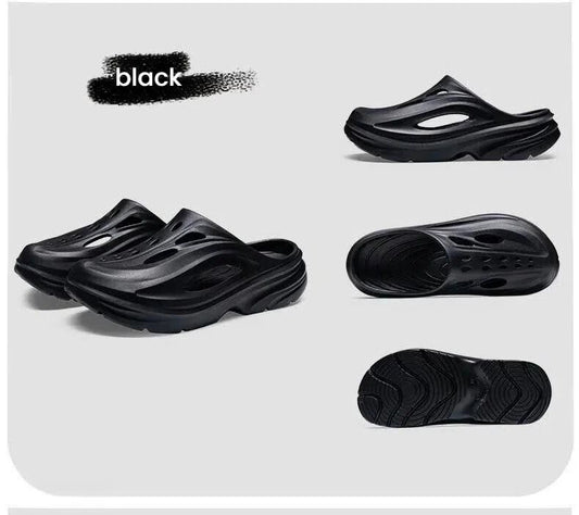 Men's Summer EVA Crocs with 3 Color Options - Breathable, Non-Slip, Comfortable Beach & Casual Sandals(black-39-40)