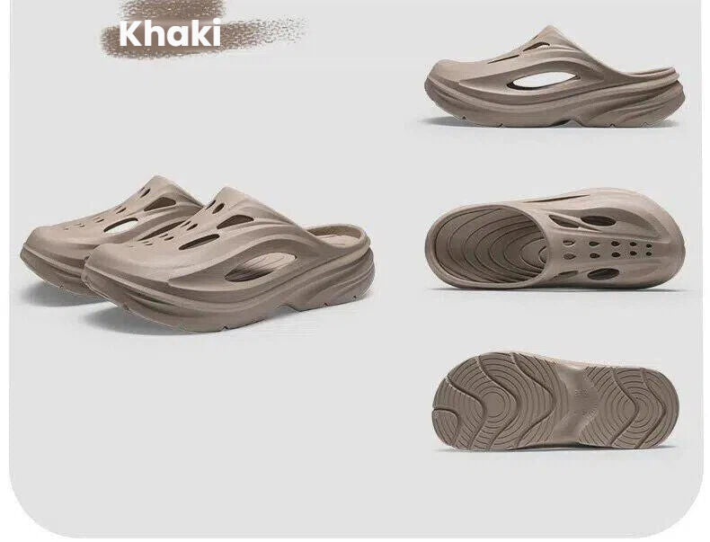 Men's Summer EVA Crocs with 3 Color Options - Breathable, Non-Slip, Comfortable Beach & Casual Sandals(khaki-44.5-45)