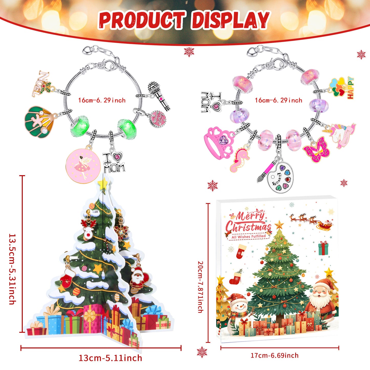 Christmas DIY Jewelry & Craft Advent Calendar(M-30,20*17*1.3cm)