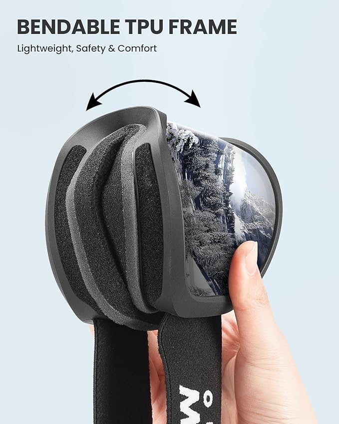 OutdoorMaster Owl Ski Goggles OTG, Snow Snowboard Goggles for Men Women Youth, Anti-Fog, 100% UV Protection-OM-72