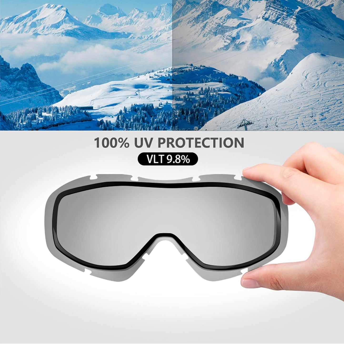 OutdoorMaster OTG Ski Goggles - Over Glasses Ski/Snowboard Goggles for Men, Women & Youth - 100% UV Protection-OM-5
