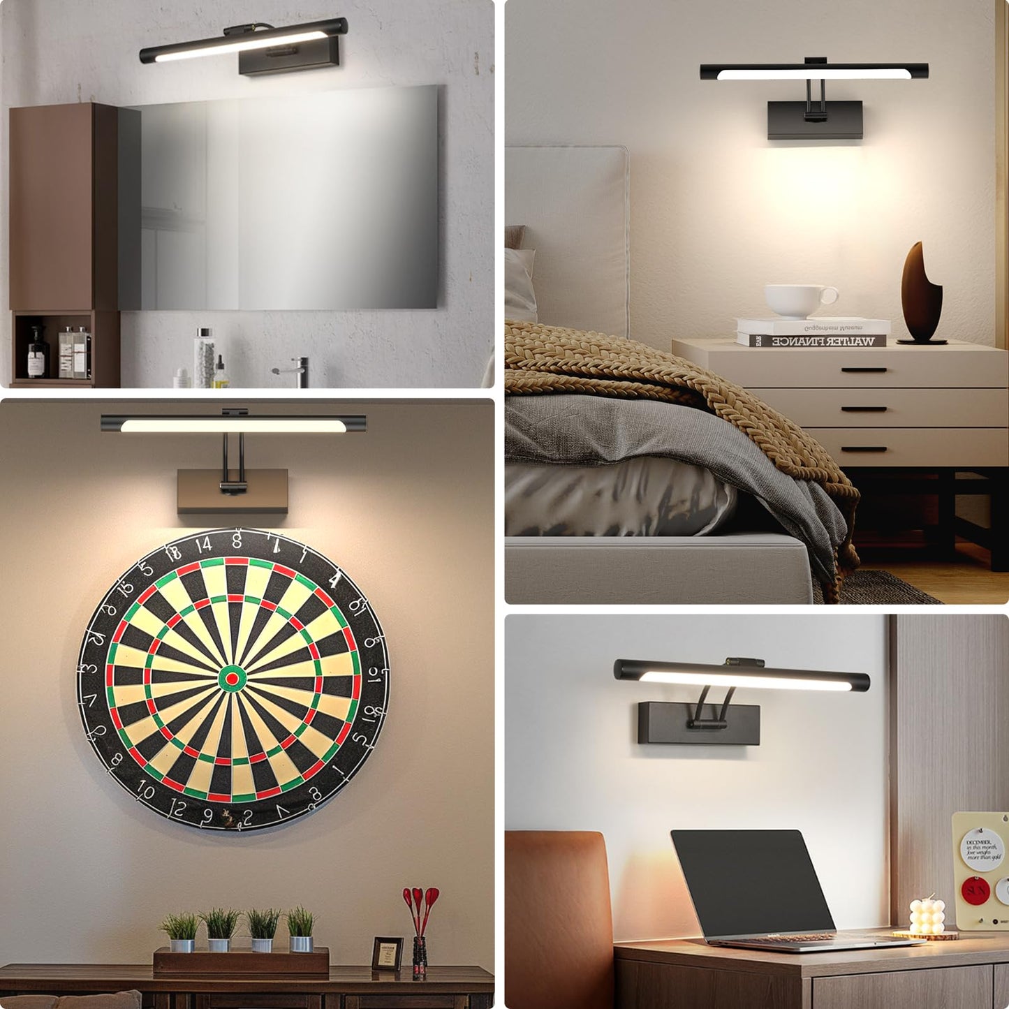 Hardwired Picture Light for Wall Black,14 inch Night Light LED Wall Sconces for Pictures,Dart Board Lights Wall Lights for Dartboard Mirror Frame Gallery