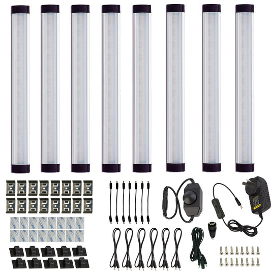 Dimmable LED Under Cabinet Lighting Bar, 12V Under Counter LED Light Strip Linkable Kit with Rocker Switch Kitchen,Showcase,Worktop, Shelf Lighting(8 Panel Kits Warmwhite)