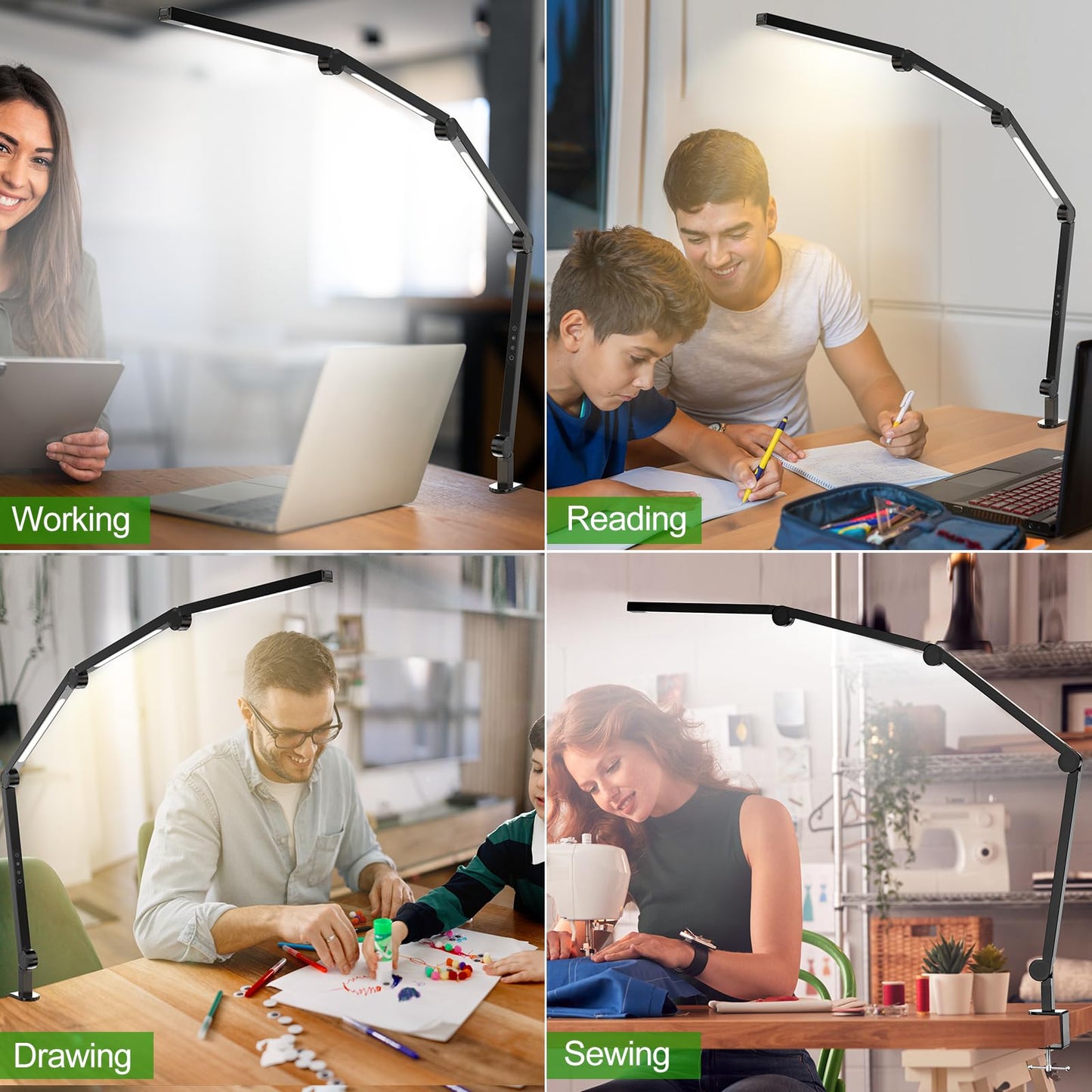 LED Desk Lamp,Foldable Table Lamp for Computer and Desktop,Flexible Clamp on Desk Lamps,Black Portable Desk Lamp for Home Office Reading,Working,Computer Desk,Study Lamp for Kids