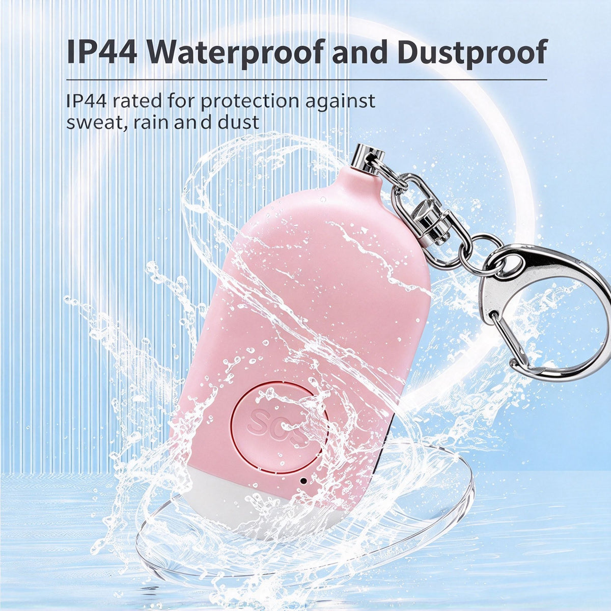 Rechargeable Personal Safety Alarm Flashlight B300 Pink English Packaging, Loud Self‑Defense Security Device, Christmas Outdoor Emergency Personal Alert Tool