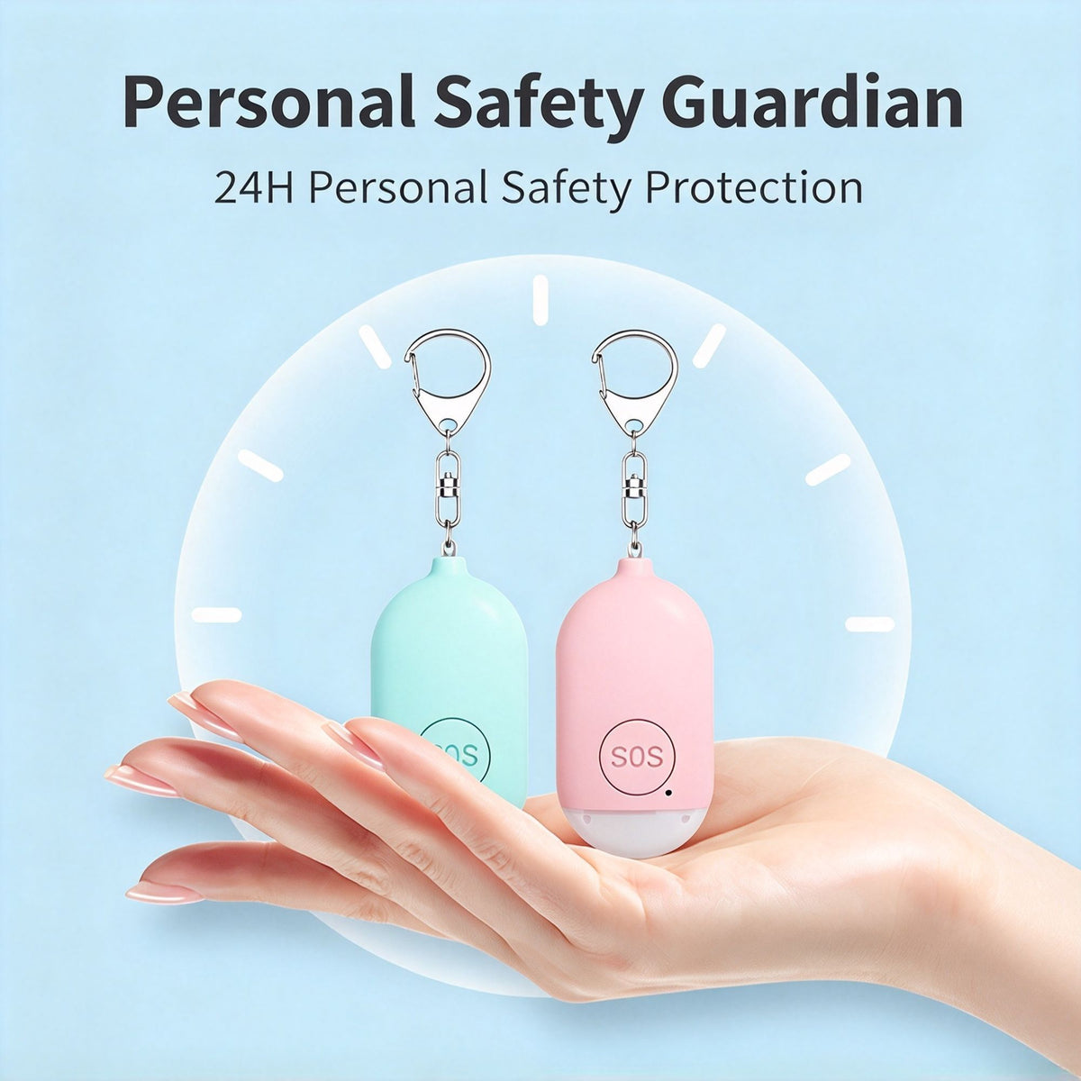 Rechargeable Self‑Defense Personal Alarm Flashlight B300 Blue English Packaging, Loud Emergency Alert Device, Holiday Outdoor Travel Personal Safety Protector