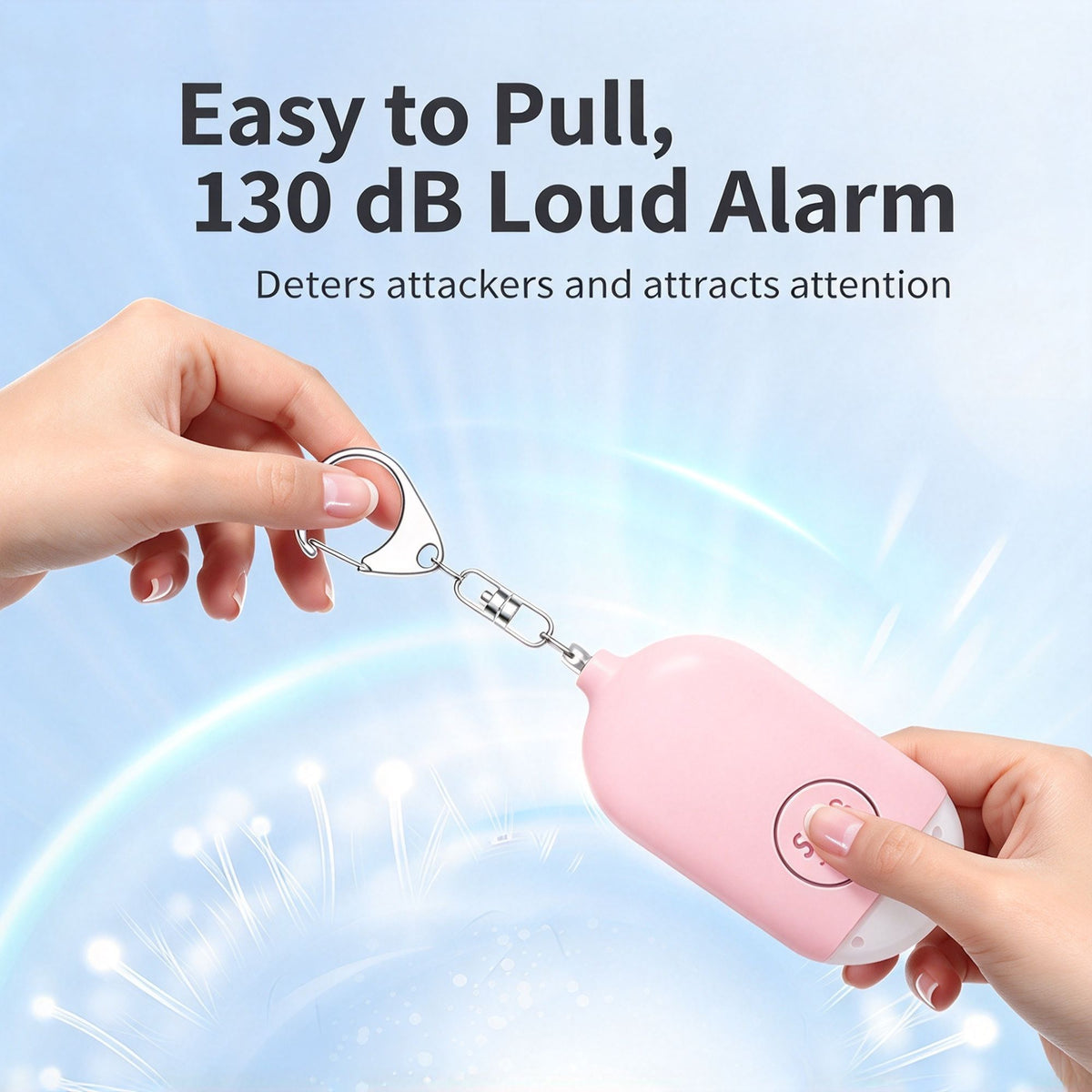 Rechargeable Self‑Defense Personal Alarm Flashlight B300 Blue English Packaging, Loud Emergency Alert Device, Holiday Outdoor Travel Personal Safety Protector