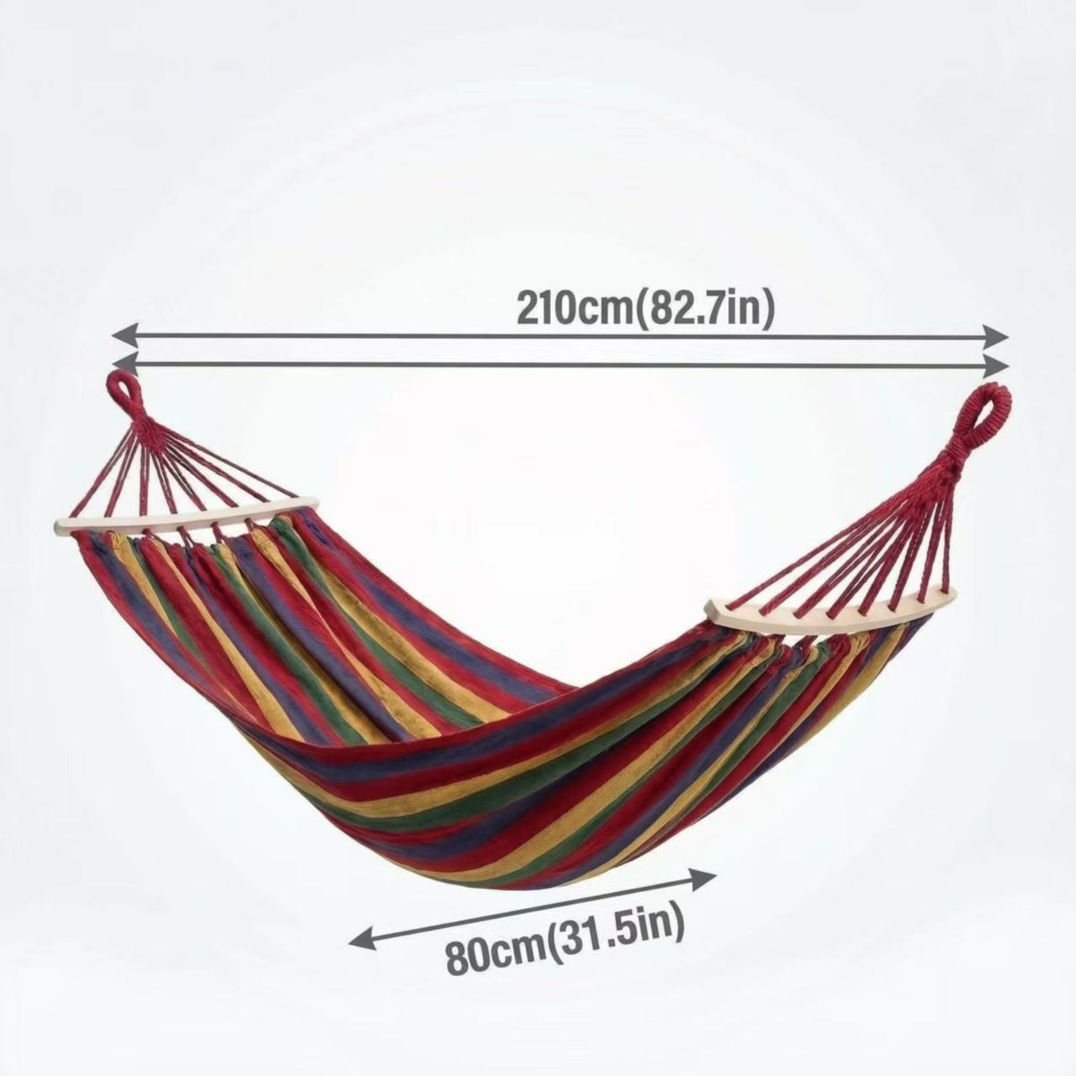 Thick Canvas Outdoor Camping Hammock - Anti-Rollover Portable Hammock for Travel Garden Beach - With Stick Red Stripe 210x80cm
