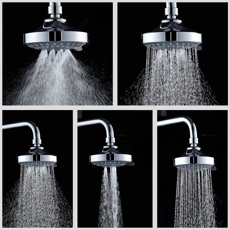 4 Inch Shower Head with 5 Spray Modes - High Pressure Handheld Showerhead for Bathroom Hotel Spa - Silver Copper Ball Head