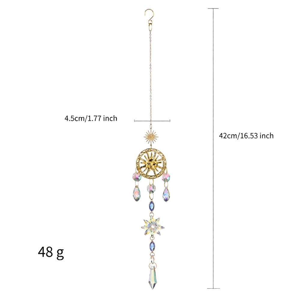 Handmade Crystal Sun Catcher Wind Chime 2-Pack - Hanging Crystal Suncatcher for Window Garden Outdoor Decor - Hand-Woven Sparkling Ornament - Silver