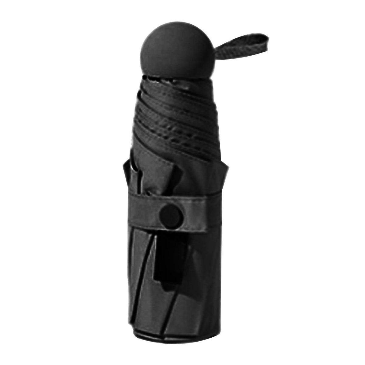Folding Travel Mini Umbrella Windproof UV Protection Lightweight Portable Sun Rain Capsule Umbrella Black (6 Ribs)
