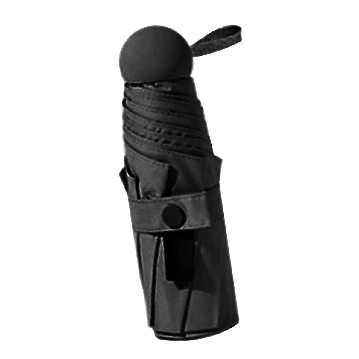 Folding Travel Mini Umbrella Windproof UV Protection Lightweight Portable Sun Rain Capsule Umbrella Black (6 Ribs)