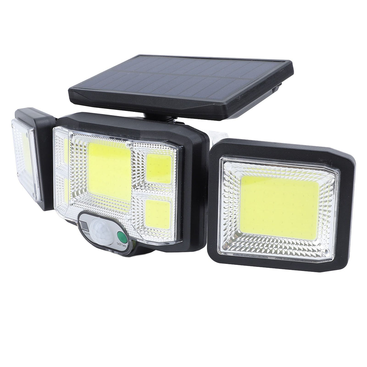 3 Heads Outdoor Solar Wall Light with Remote Control Motion Sensor 3 Lighting Modes Waterproof Wide Angle Rotation Solar Fence Light
