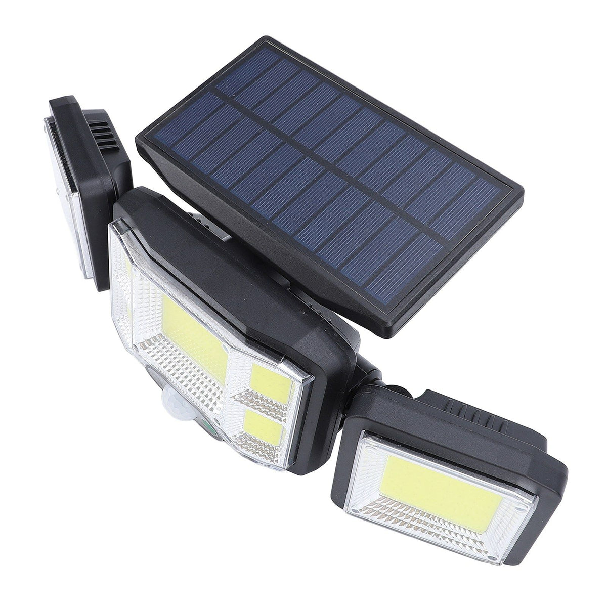 3 Heads Outdoor Solar Wall Light with Remote Control Motion Sensor 3 Lighting Modes Waterproof Wide Angle Rotation Solar Fence Light