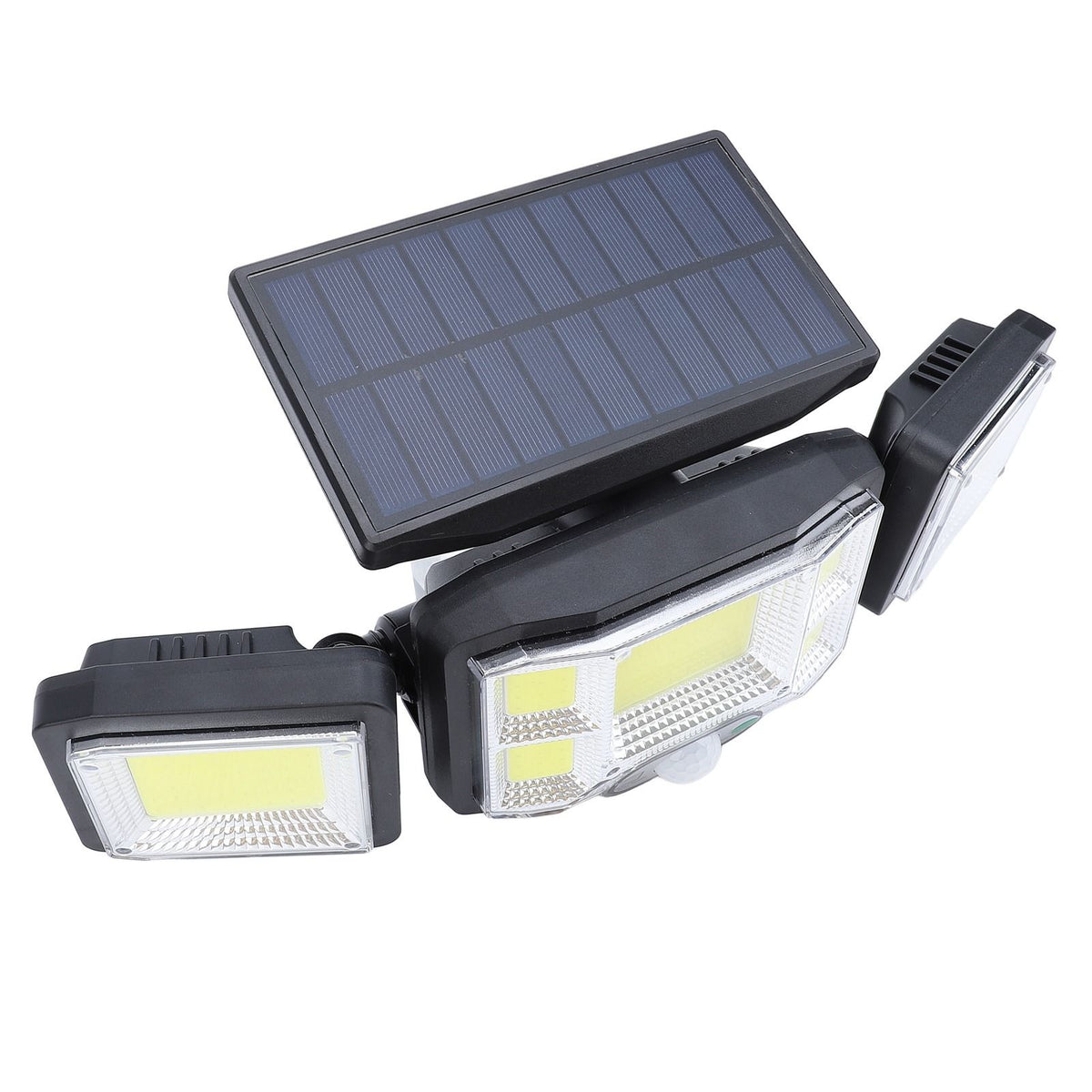 3 Heads Outdoor Solar Wall Light with Remote Control Motion Sensor 3 Lighting Modes Waterproof Wide Angle Rotation Solar Fence Light