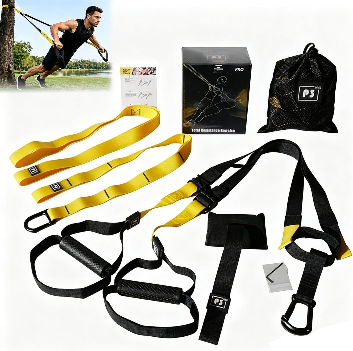 Suspension Trainer Resistance Training Kit Adjustable Straps with Door Anchor for Home Gym Full Body Workout