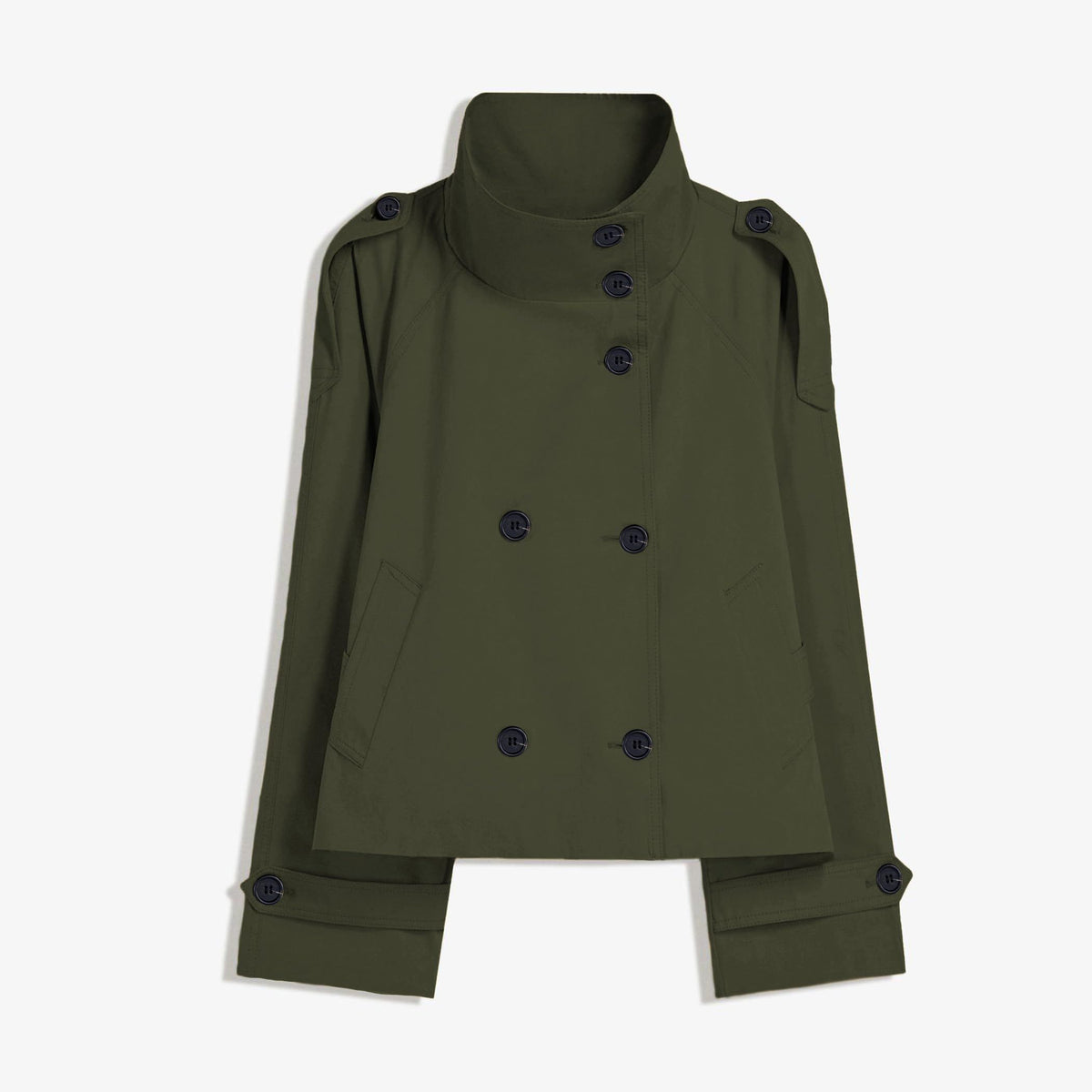 Versatile Women’s Short Trench Coat for Autumn Winter, Ideal for Work, Travel & Casual Layering, M (olive green)
