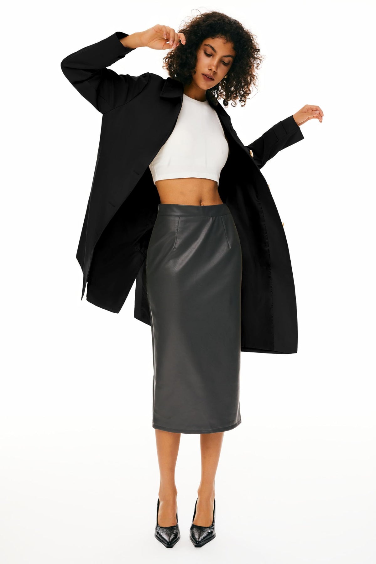 Classic Single-Breasted Trench Coat for Daily, Office & Casual Occasions, XL (Black)