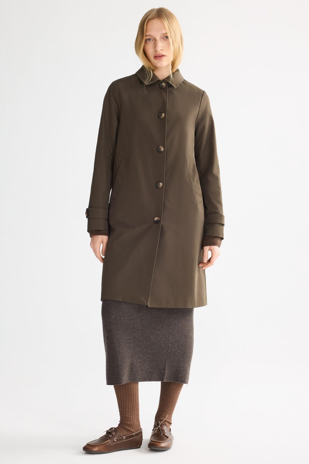 Women’s mid-length single-breasted trench coat perfect for office, weekend outings, and transitional seasons, XL (dark brown)