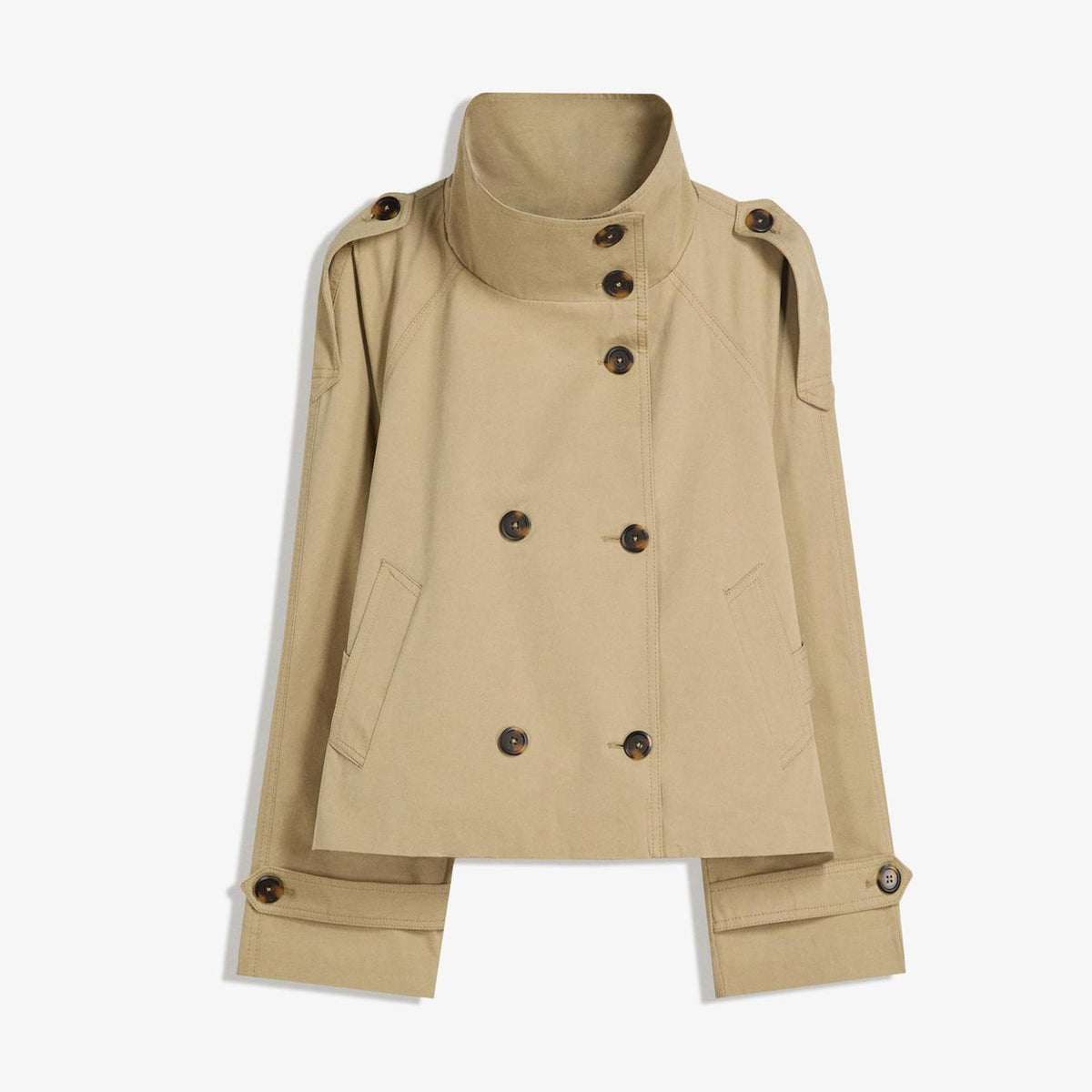 Women’s Short Trench Jacket for Fall Winter, Versatile Stylish Outerwear for Daily & Casual Wear, L (khaki)