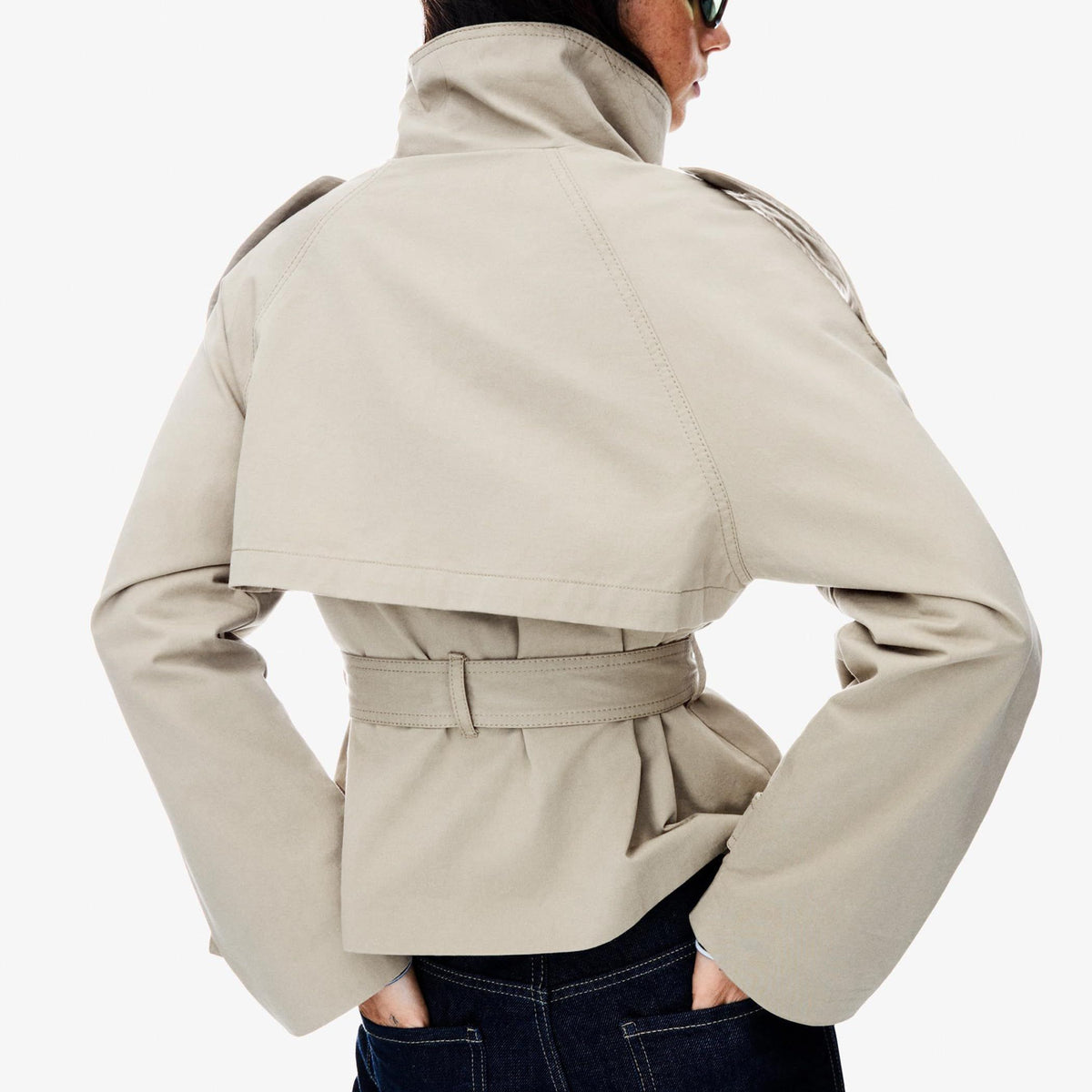 Women’s Short Trench Jacket – Versatile Layer for City Outings & Seasonal Dressing, M (light beige)