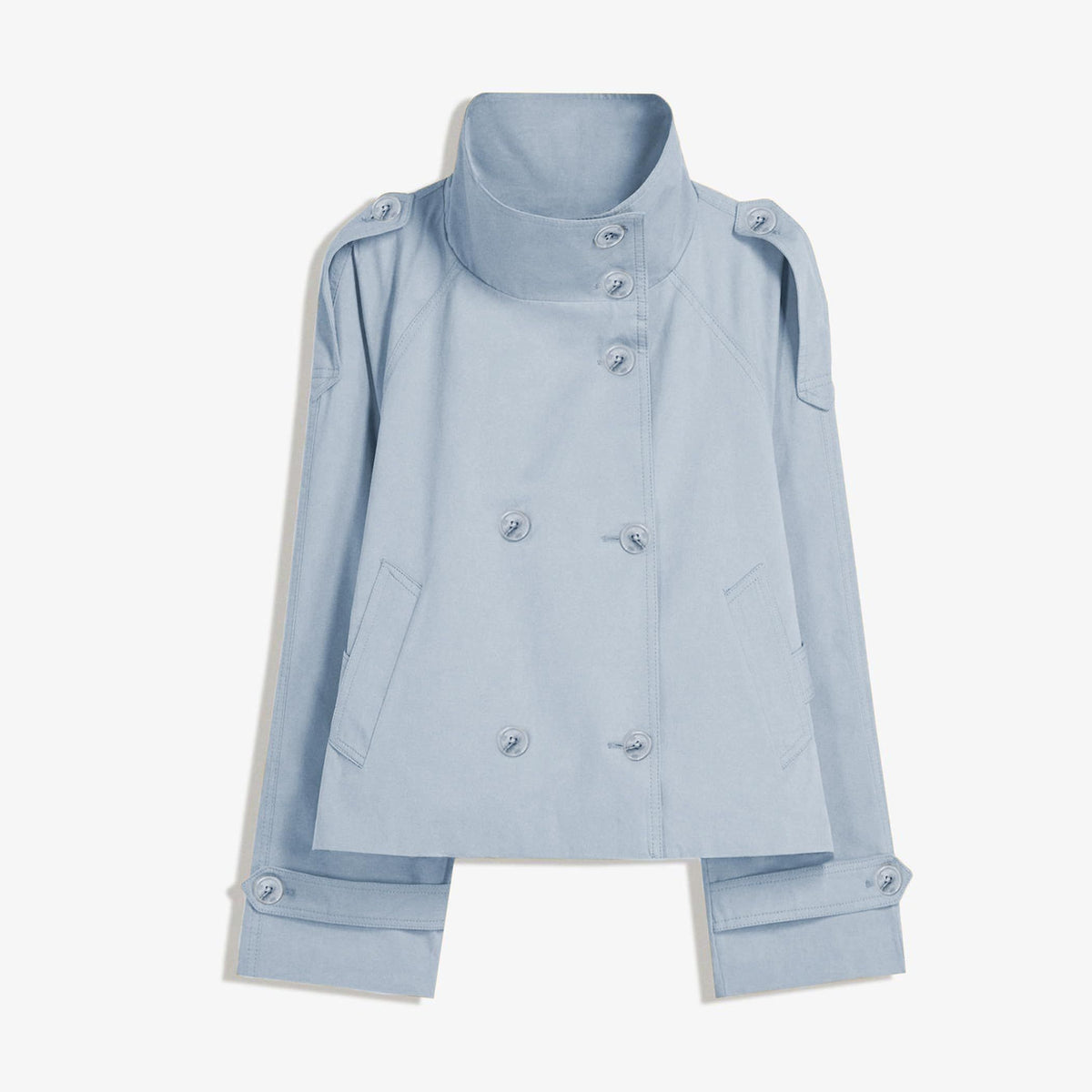 Women’s short trench coat, perfect for commuting, weekend getaways and autumn layering, XL (Light Grey Blue)