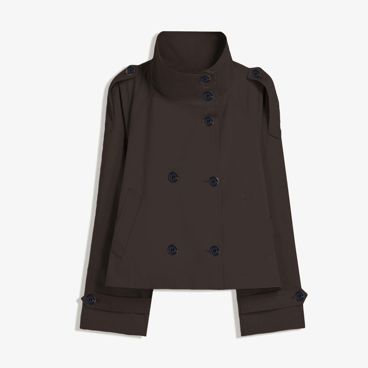 Women's short trench coat perfect for commutes, weekend getaways and layered fall outfits, XL (Dark Brown)