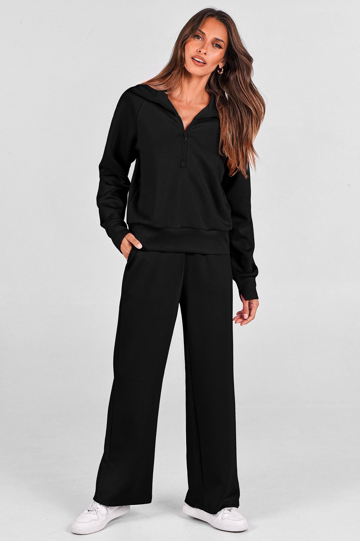 Women's 2-Piece Active Set for Casual Loungewear, Daily Errands, and Seasonal Comfy Style, XXL (Black)