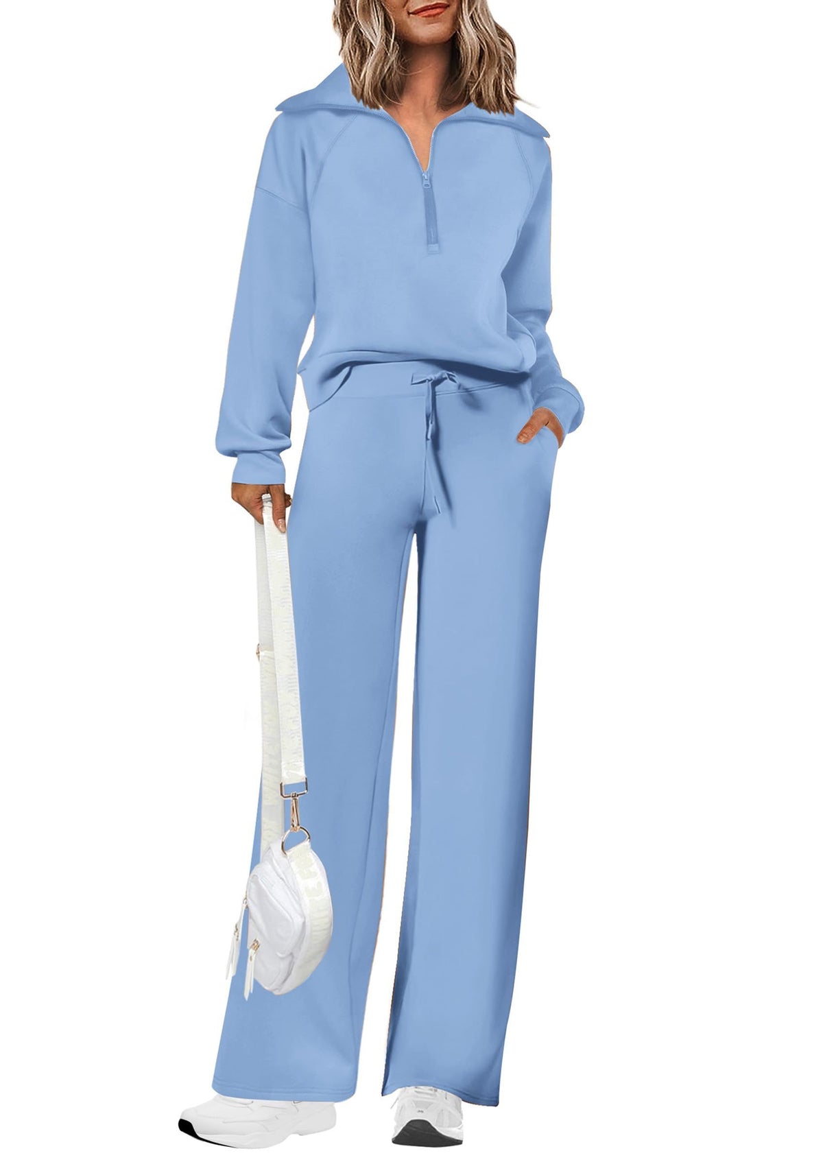 Women's 2-Piece Active Set for Lounging, Working Out, and Casual Days, XXL (Light Blue)