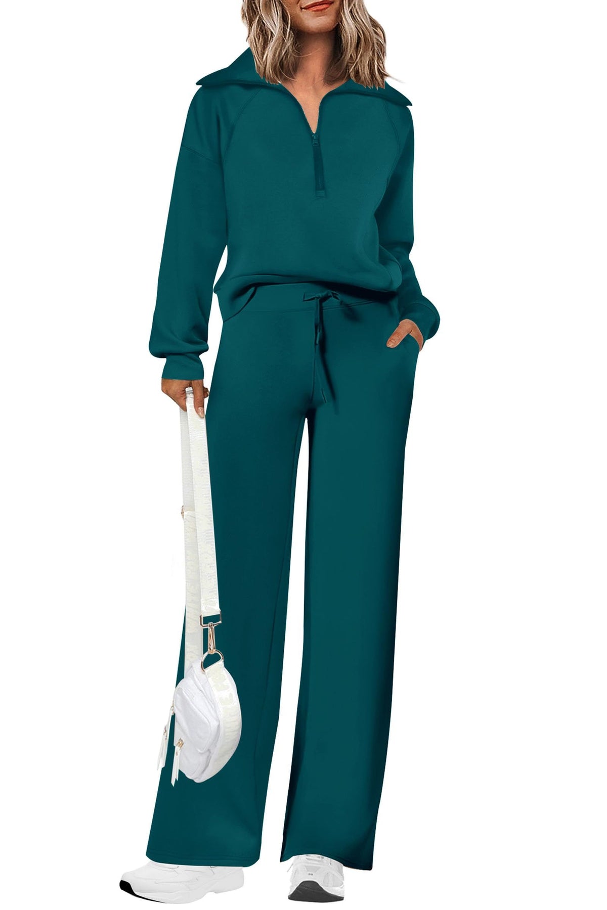 Women's 2-Piece Leisure Tracksuit, Ideal For Lounging, Errands & Casual Outings, S (Dark Teal)