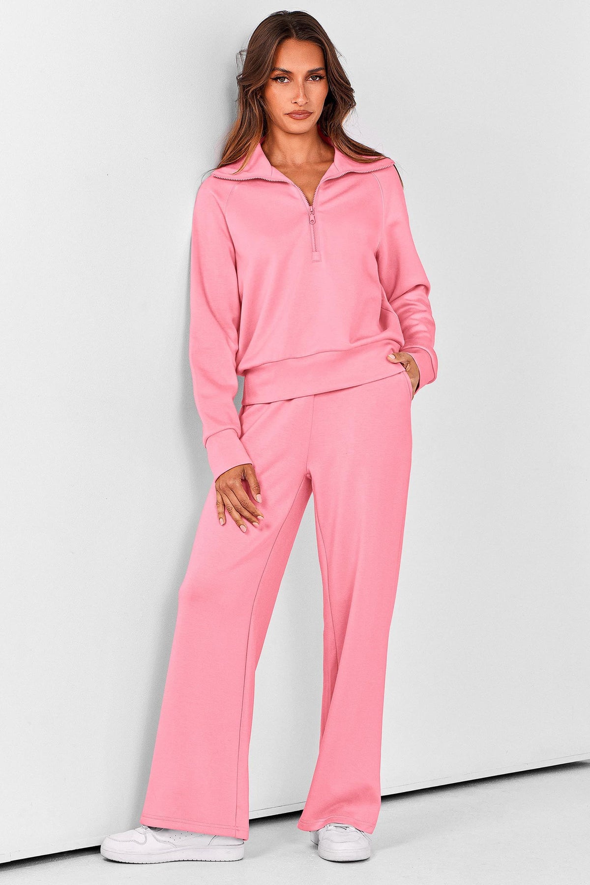 Women's 2-Piece Lounge Set for Casual, Work, and Daily Wear, S (Pink)