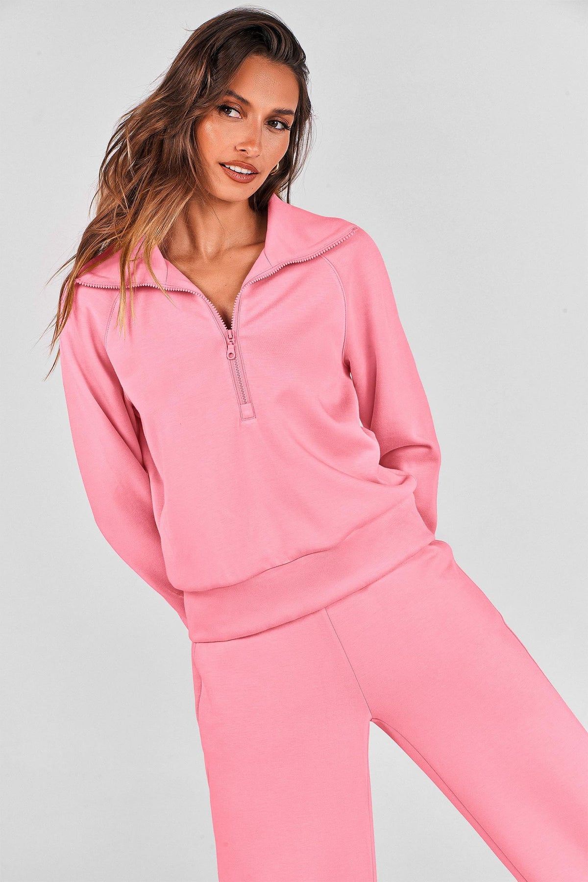 Women's 2-Piece Lounge Set for Casual, Work, and Daily Wear, S (Pink)