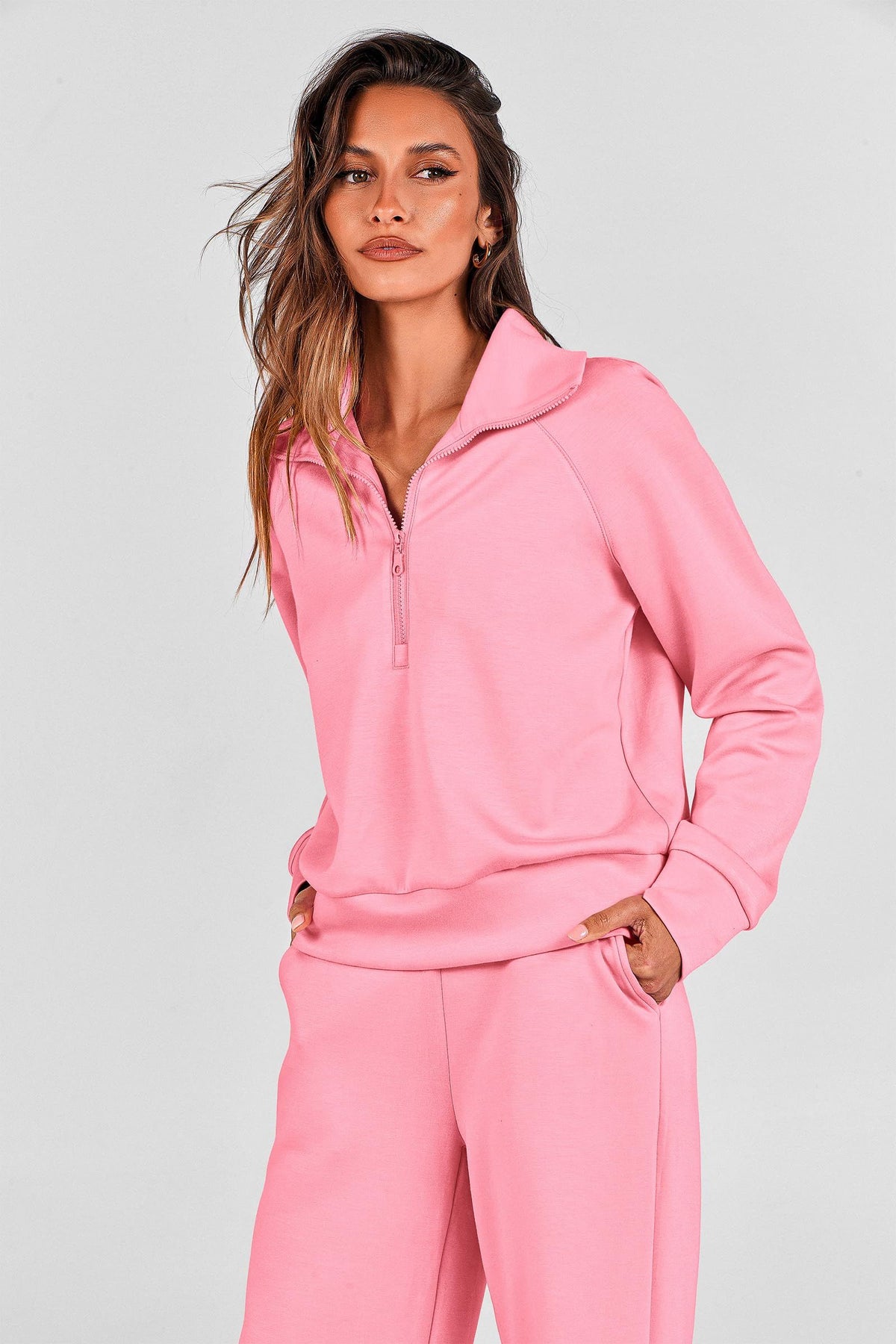 Women's 2-Piece Lounge Set for Casual, Work, and Daily Wear, XL (Pink)