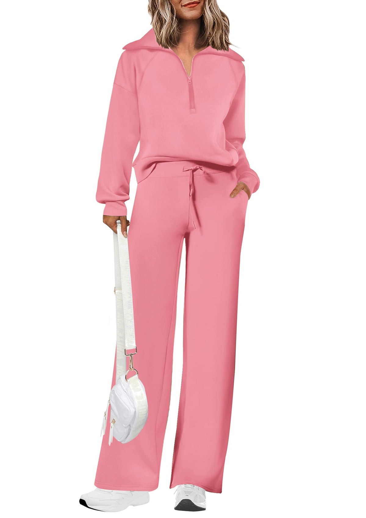 Women's 2-Piece Lounge Set for Casual, Work, and Daily Wear, XXL (Pink)