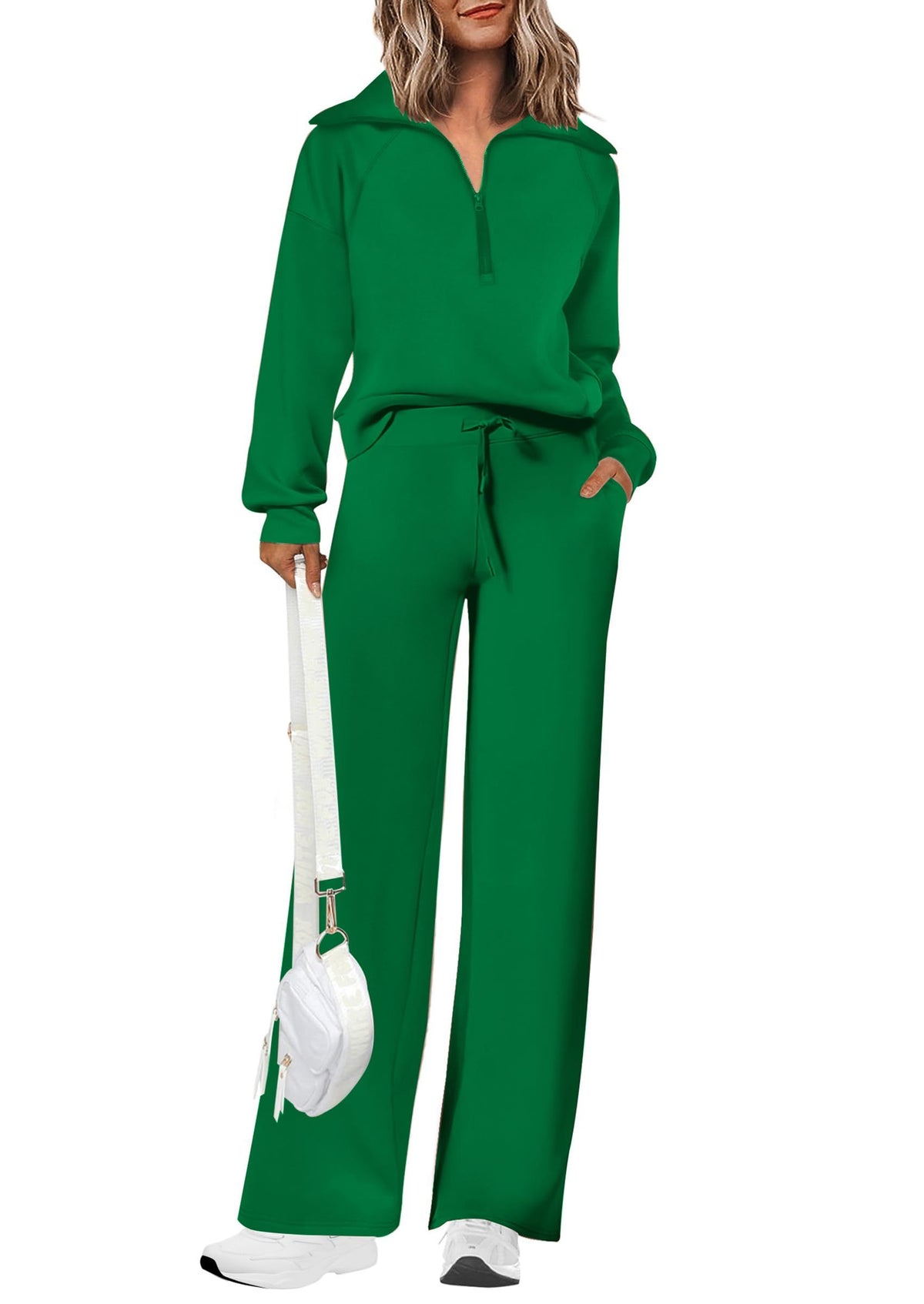Women’s 2-Piece Casual Tracksuit – Perfect for Daily Errands, Lounging & Active Days, L (Green)