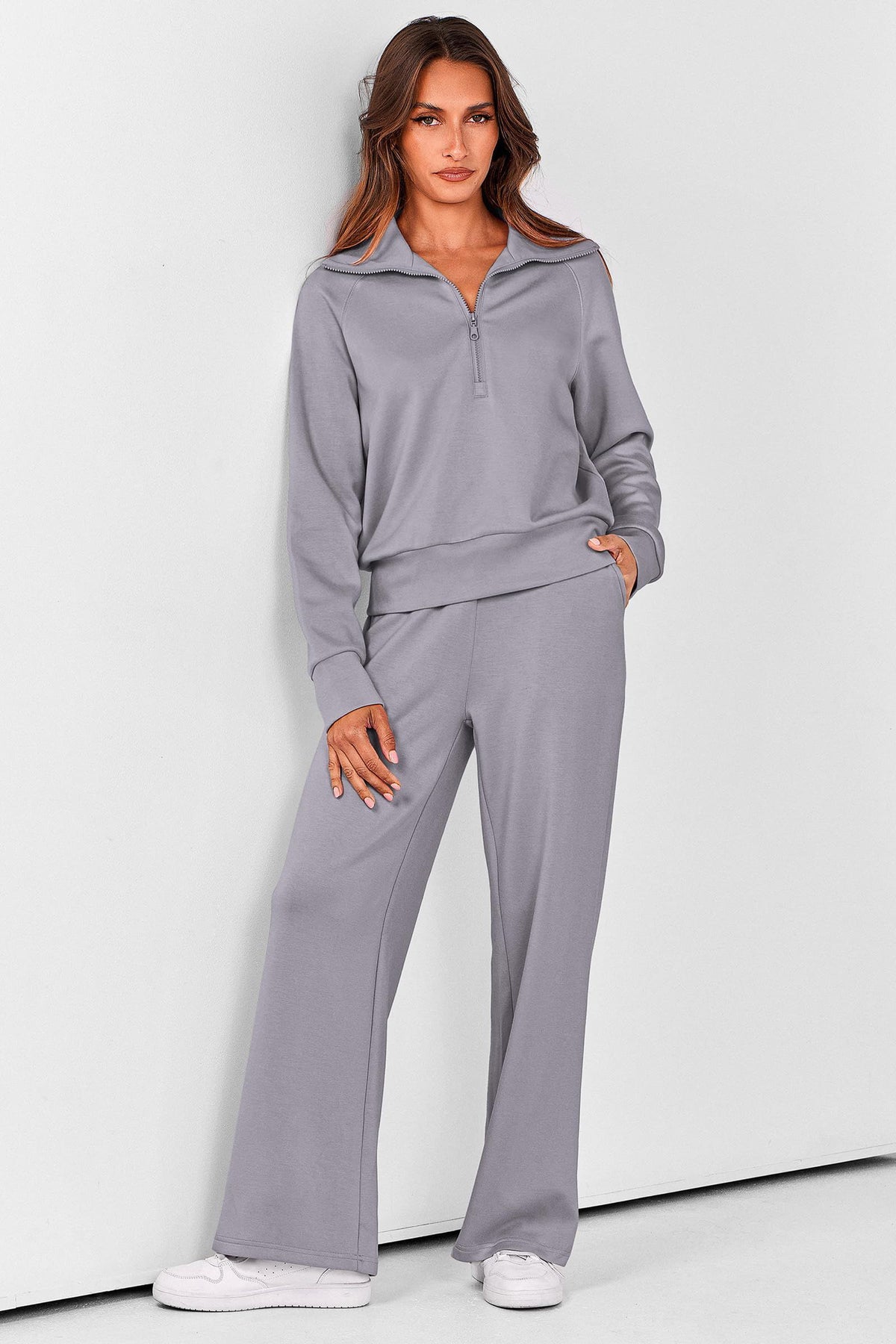 Women's 2-Piece Leisure Sweatsuit for Daily Wear, Lounging, Sports & Outdoor Activities, M (Gray)