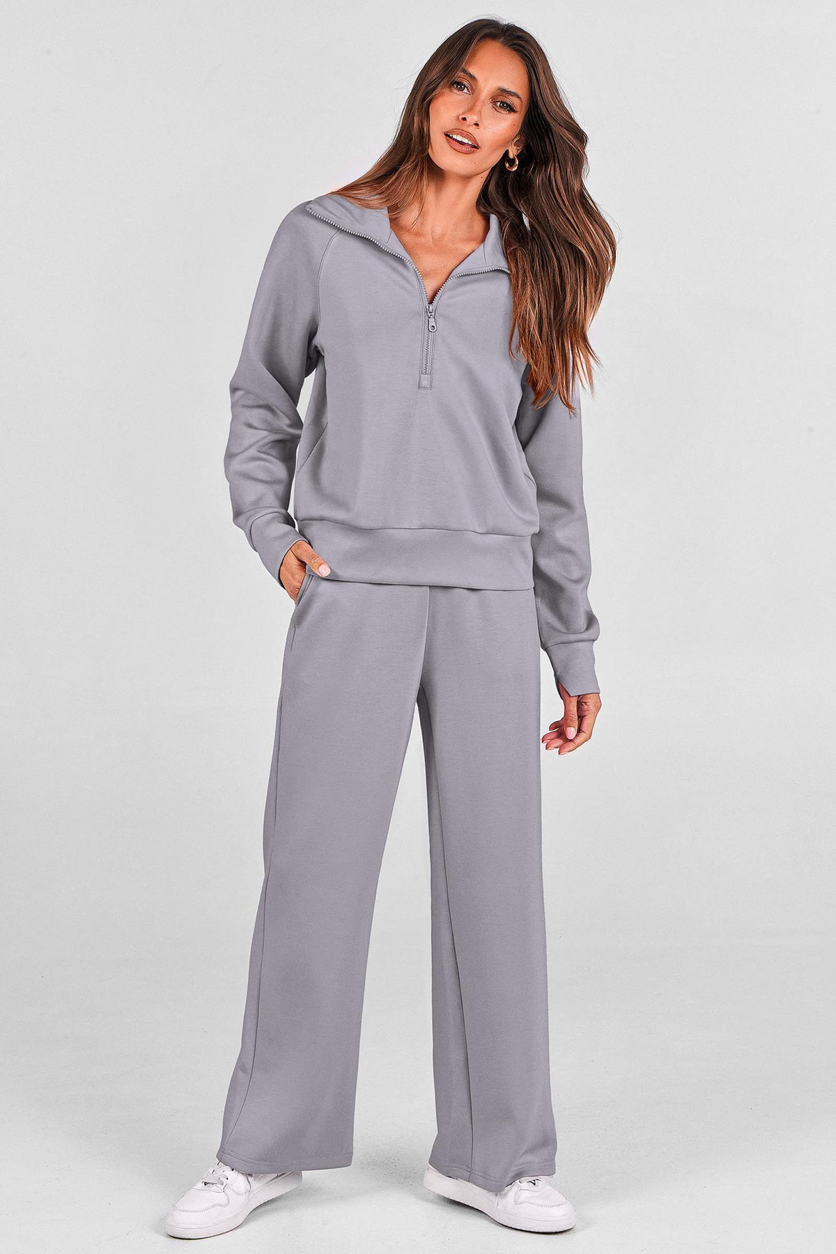 Women's 2-Piece Leisure Sweatsuit for Daily Wear, Lounging, Sports & Outdoor Activities, M (Gray)