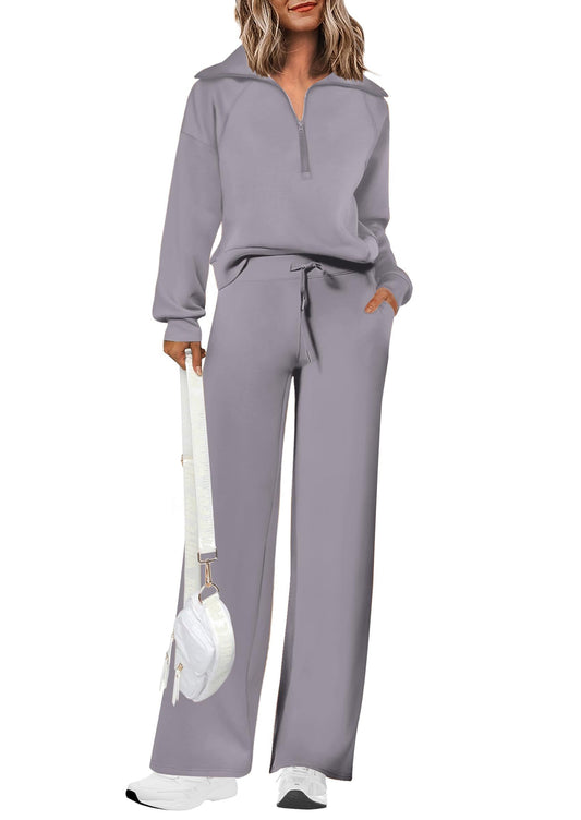 Women's 2-Piece Leisure Sweatsuit for Daily Wear, Lounging, Sports & Outdoor Activities, XL (Gray)