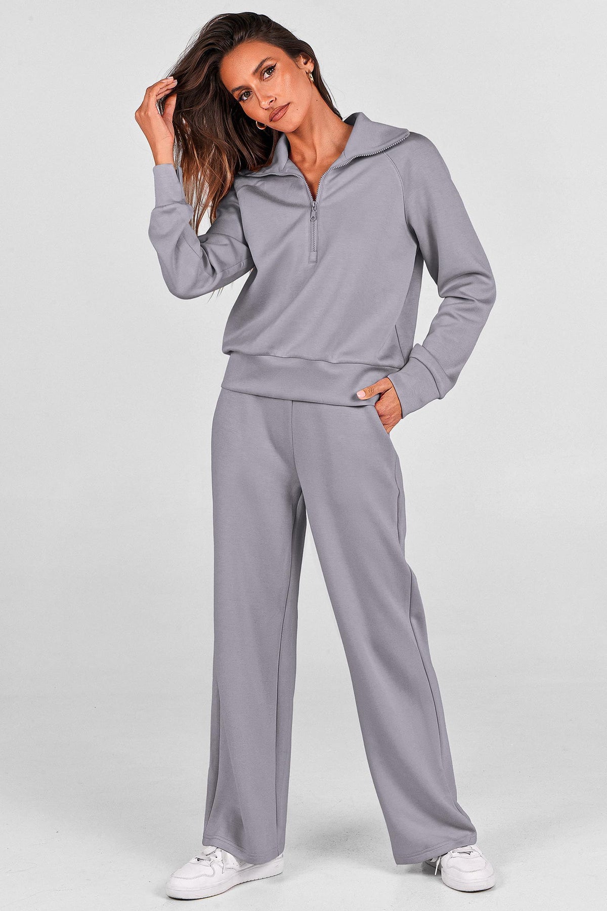 Women's 2-Piece Leisure Sweatsuit for Daily Wear, Lounging, Sports & Outdoor Activities, XL (Gray)