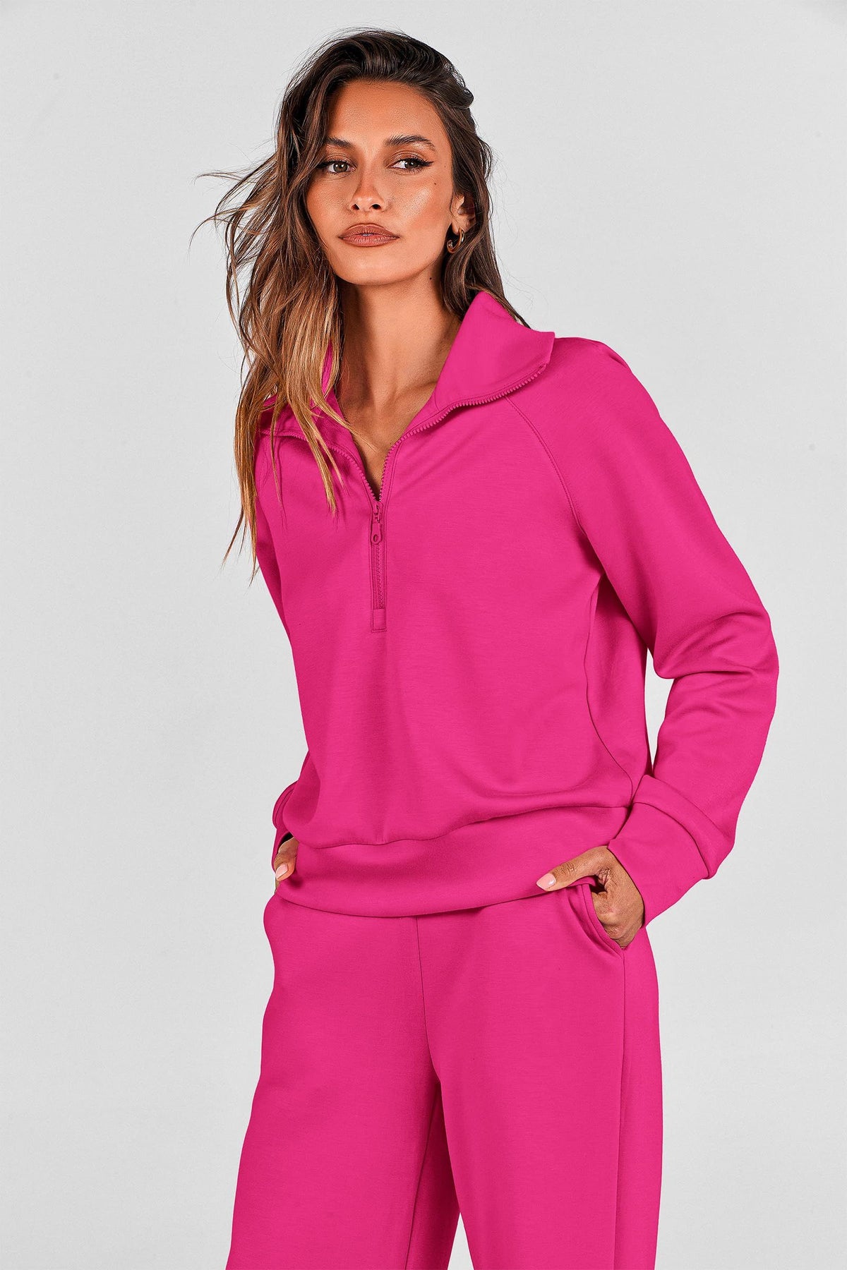 Women's 2-piece Loungewear Set for Daily, Casual, Home, Outdoor and Exercise Use, S (Rose Pink)