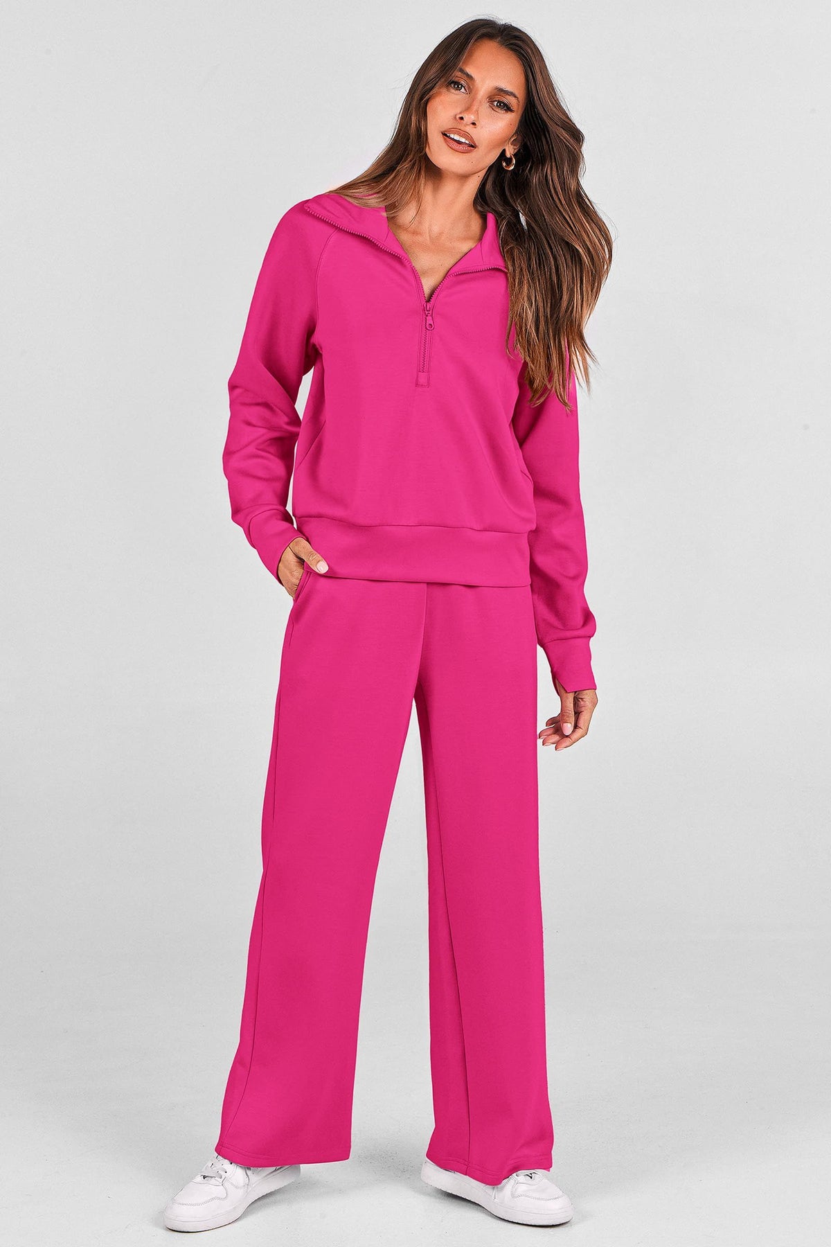 Women's 2-piece Loungewear Set for Daily, Casual, Home, Outdoor and Exercise Use, S (Rose Pink)