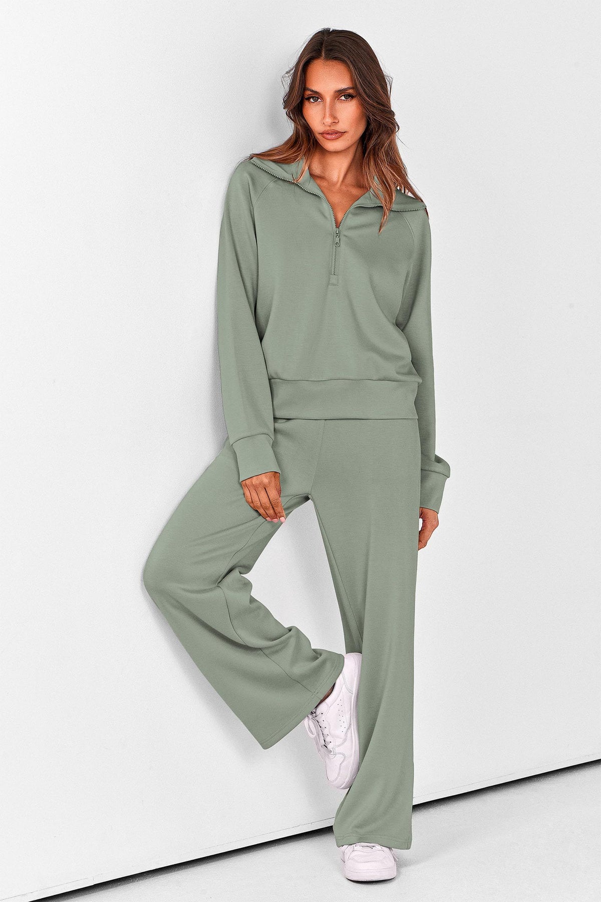 Women’s 2-Piece Lounge Set for Daily Errands, Gym Workouts & Relaxed At-Home Wear, S (Sage Green)