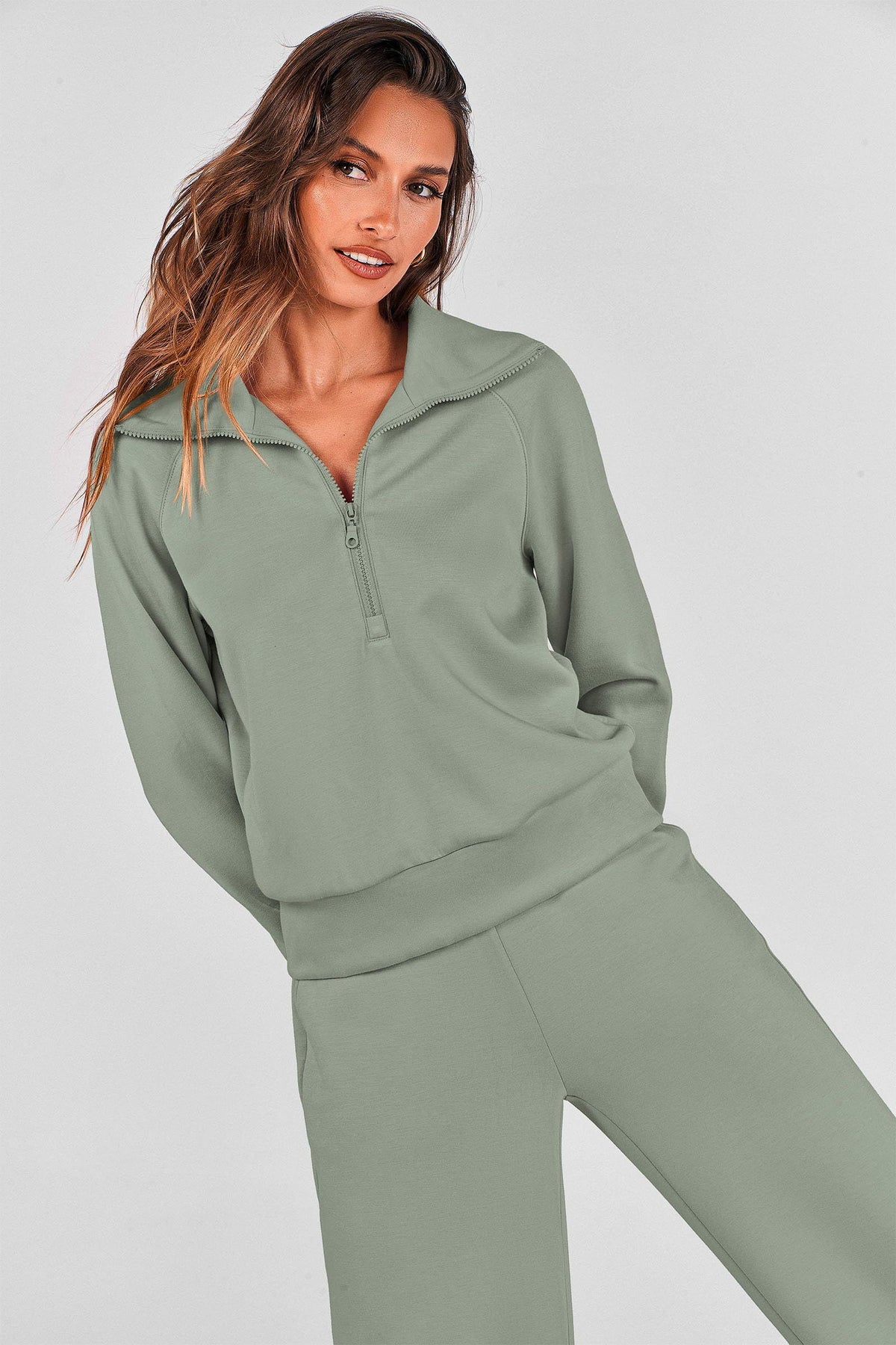 Women’s 2-Piece Lounge Set for Daily Errands, Gym Workouts & Relaxed At-Home Wear, S (Sage Green)