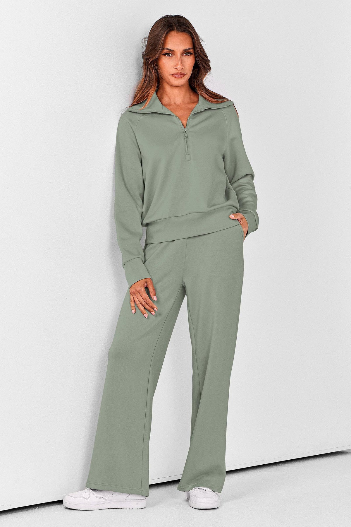 Women’s 2-Piece Lounge Set for Daily Errands, Gym Workouts & Relaxed At-Home Wear, XXL (Sage Green)
